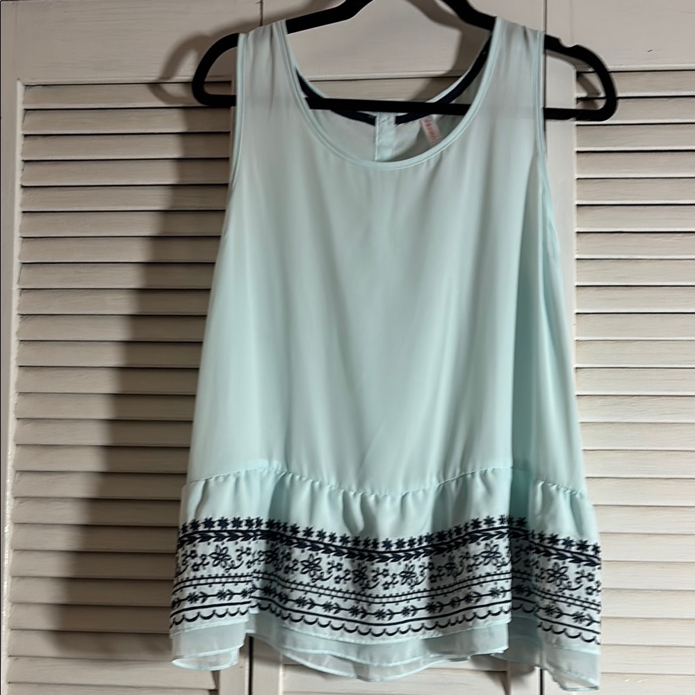 Sleeveless Top with Black Embroidery